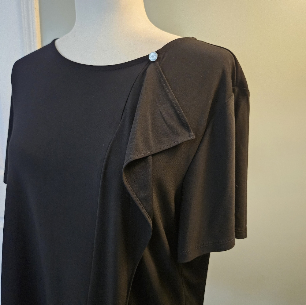 DKNY Black Short Sleeve Women's Size XL Top Ruffle New With Tags - Picture 2 of 11
